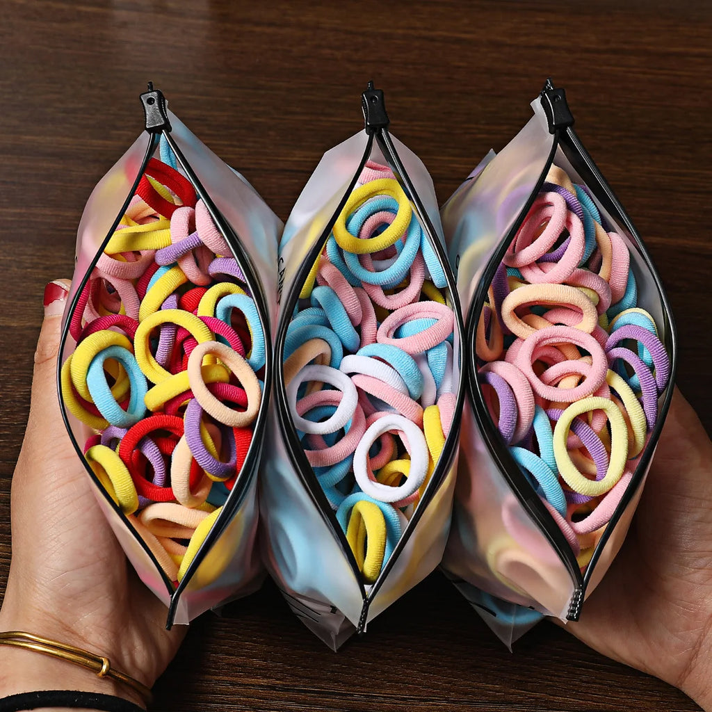 50/100Pcs Hair Bands for Children Colorful Nylon Scrunchie Hair Ties Rubber Band Kids Elastic Hair Leagues Girl Hair Accessories