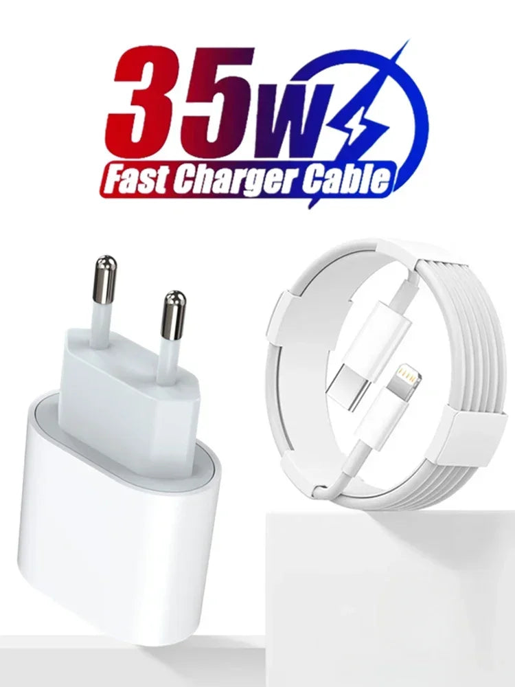 35w PD Fast Charger for iPhone 13 Pro 14 Plus 11 12 mini XS Max XR X iPad Air Quick Charging Cable USB-C Power Adapter